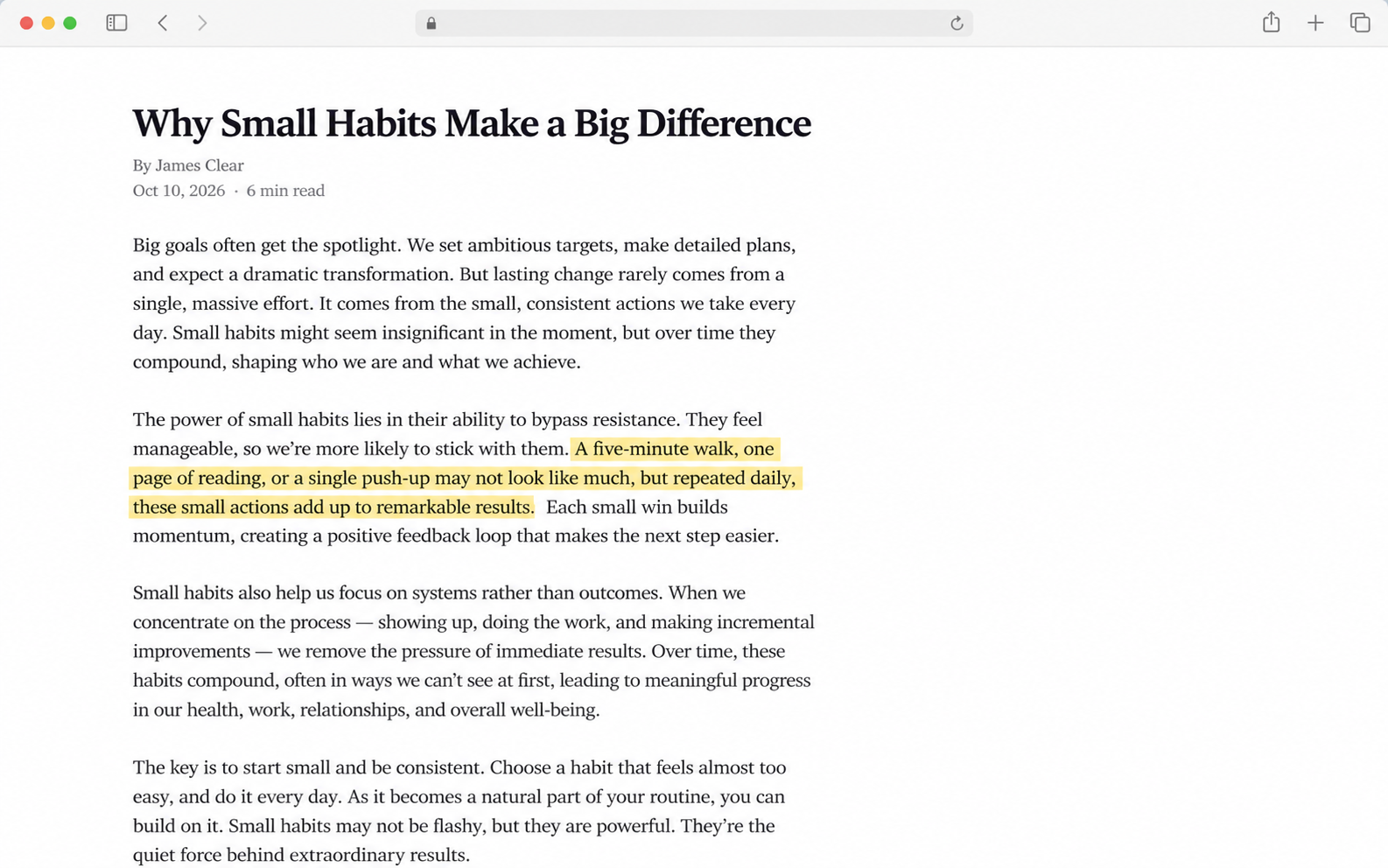 A long-form article open on a Mac with a Floate reading note floating beside it
